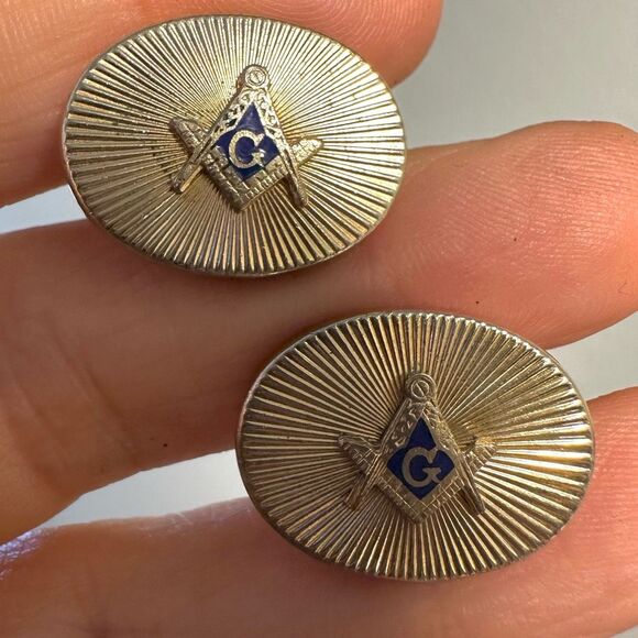 Vintage Masonic Gold tone Cufflinks - Picture 1 of 7